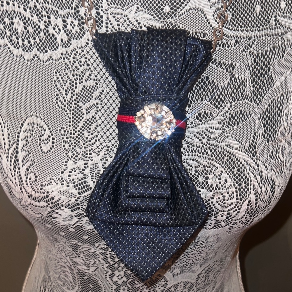 Elegant Navy Necktie  Necklace (petite)
